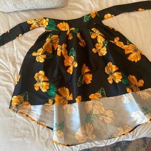 Elegant floral high low skirt